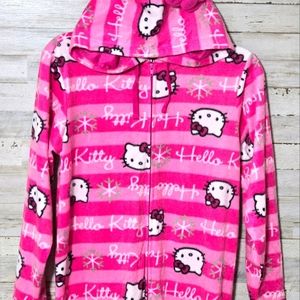 Sanrio Hello Kitty Fleece Pajama with Hood and Footies size Small Women's